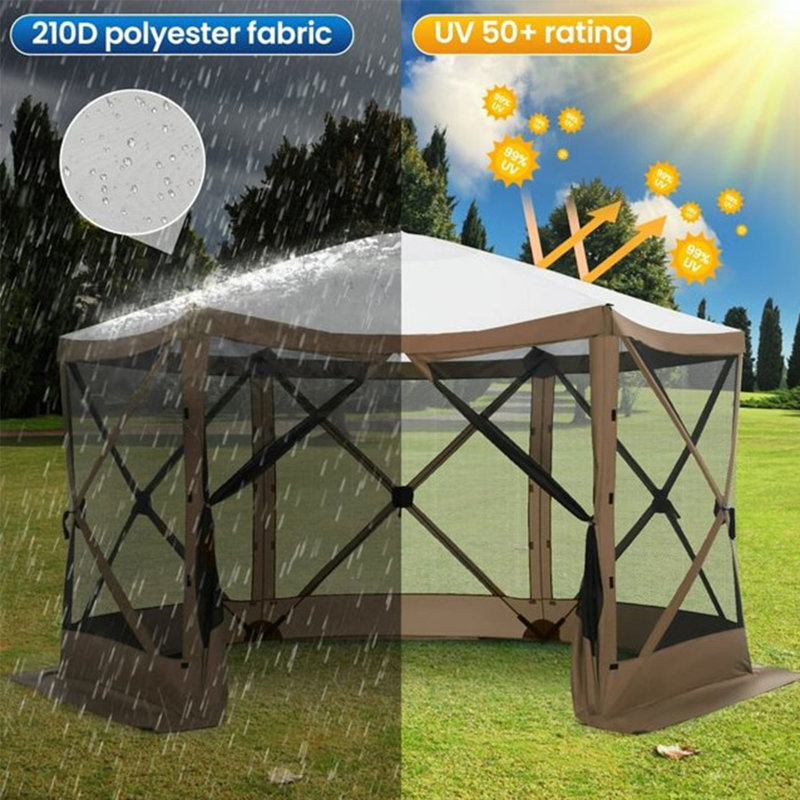 DreamDwell Home 12Ft x12Ft Pop Up Steel Patio Gazebo with Mosquito Netting Sidewalls Insect